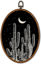 KSDUT Western Wall Decor Art - Black Cactus Wall Art Canvas Frame Hanging Prints, Vintage Southwestern Desert Eclectic Oval W