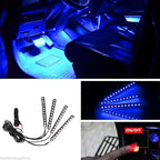 Car LED Strip Light, EJ's SUPER CAR 4pcs 48 LED Car Interior Lights Under Dash Lighting Waterproof Kit,Atmosphere Neon Lights Strip for Car,DC 12V(Blue)