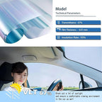 XhuangTech Car Tints for Window, 70% VLT Blue Window Tint for Cars, Front Windshield Tint UV Heat Blocking, One Way Privacy Window Film Chameleon Blue (59.84" in x 32.81‘ Ft)