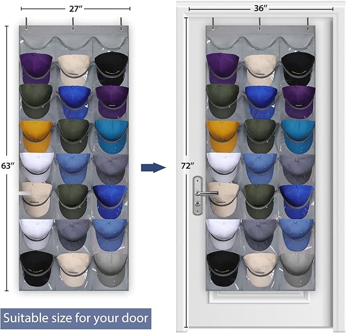 Dofilachy Hat Rack - Hat Organizer - Hat Racks for Baseball Caps, Visible Hat Holder - Baseball Rack for Wall Door with 3 Hoo