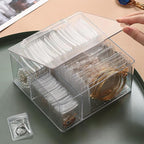4 In 1 Acrylic Jewelry Organizers and Storage with 60 Portable Anti Tarnish Jewelry Bags, Clear Jewelry Box Organizer, Travel