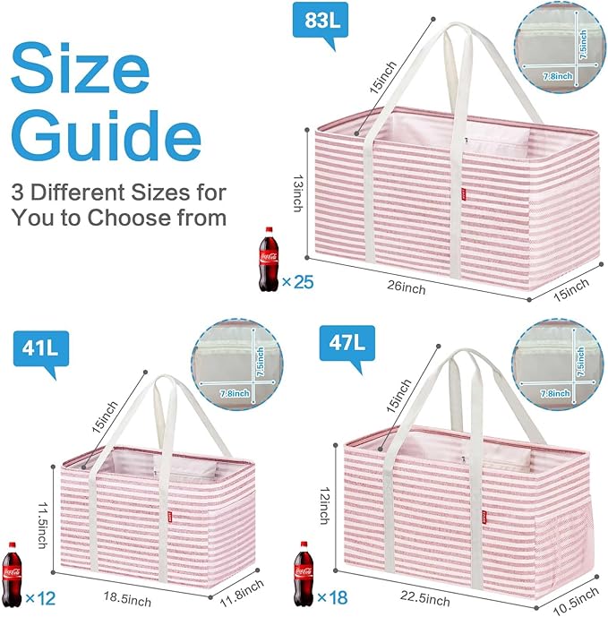 LHZK Standing Utility Tote Bag with Metal Wire Frame and the Sides Rinforced, Large Tote Bag with Handle, Reusable Grocery