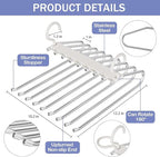 Upgrade 9 Layers Pants Hangers Space Saving, 4 Pack Pant Hangers Organizer Multifunctional Pants Rack Space Saver Closet Orga