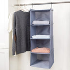 Hanging Closet Organizer, Easy Mount Foldable 4-Shelf Hanging Closet Wardrobe Storage Shelves, Clothes Handbag Shoes Accessor
