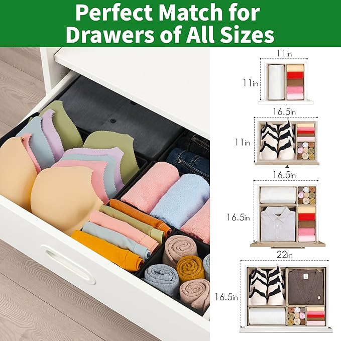 Criusia Drawer Organizer Clothes, 8 Pack Underwear Drawer Organizer, Foldable Cloth Storage Box Closet Organizers and Storage