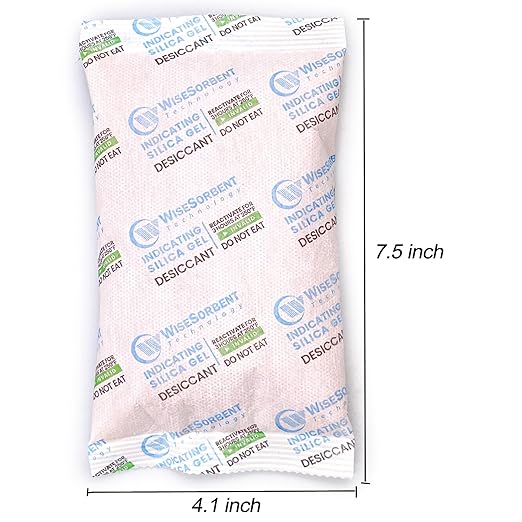 200 Gram [100 Packs] Silica Gel Desiccant Packets with Orange Indicating Beads, Rechargeable Silica Packs, Moisture