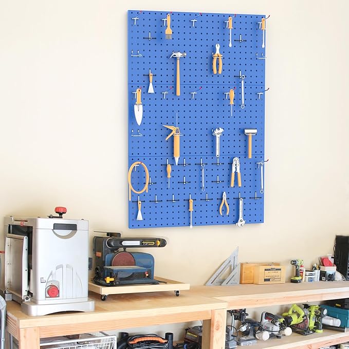 TORACK 3 PCS Metal Pegboard Panels(12x24 inch) for Wall Garage Utility Tools Storage Pegboard for Workbench, Modular Peg Boar