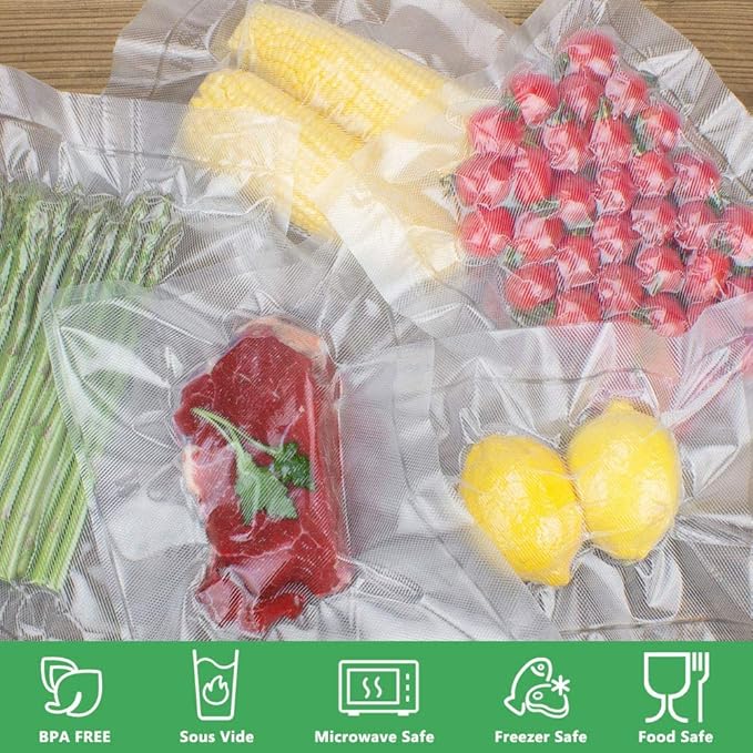 Vacuum Sealer Bags Rolls Compatible with FoodSaver, 2 Pack 11" x 25' and 2 Pack 8" x 25' Fit Inside Machine Commercial Grade 