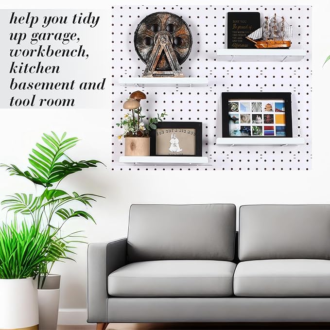 Beeveer 4 Pcs Pegboard Shelves Wall Organizer Brackets Pegboard Steel Tray Accessories Organizing Tools for Craft Garage Nurs