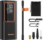 Tire Inflator Portable Air Compressor, Car Air Pump with Pressure Gauge, 150 PSI Cordless Tire Inflator Rechargeable with Display & LED for Car, Motocycle, Bikes, Balls, Swim Ring