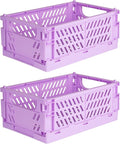 Tixill 2-Pack Mini Foldable Plastic Baskets for Organizing and Storage, Collapsible Storage Crate for Home Kitchen Bedroom Ba