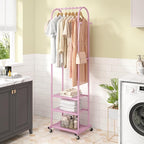 Kaitiemoo Heavy Duty Clothing Rack with Wheels,Modern Garment Rack with 3 Metal Shelves, 71.8Inches Display Rack for Hanging 
