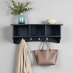 Shaker Cottage Wall-Mounted Coat Rack with 3 Storage Cubbies and 4 Coat Hooks – 36" W x 9" D x 14" H Space-Saving Entryway Or