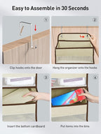 Yecaye 2 Pc Over the Door Organizer with 5 Bins 10 Side Pockets, 44lbs Load Hanging Bathroom and Bedroom Organizer, behind th