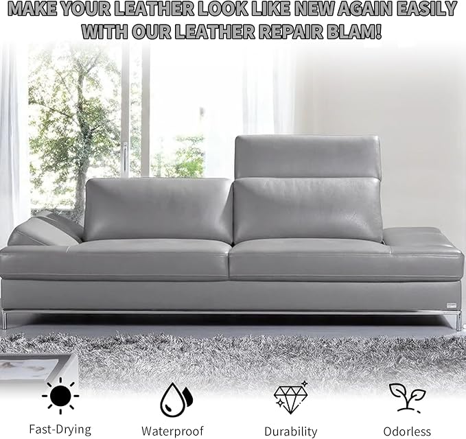 Gray Leather Recoloring Balm,Leather Couch Scratch/Stain Remover,Leather Repair kit for Vinyl Furniture and Car Interior,Leat