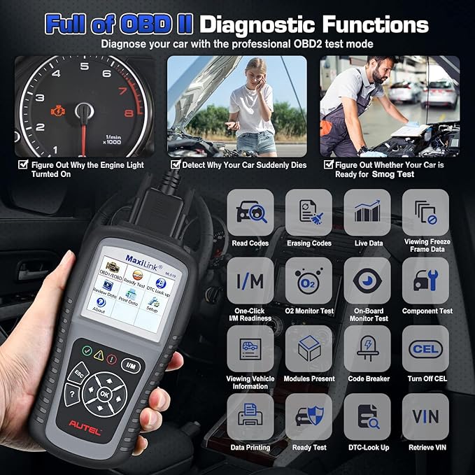 Autel MaxiLink ML519 OBD2 Scanner, New Ver. of AL519, Enhanced Mode 6 Car Code Reader, Check Engine Light Read/Erase Fault