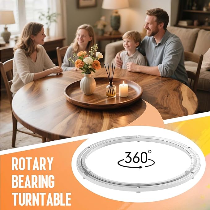 Heavy Duty Lazy Susan Turntable Bearing 18 Inch, 500lbs Capacity Rotating Swivel Plate for Round Table, Heavy Duty Swivel Bas