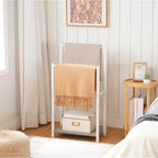 HOOBRO Free Standing Towel Rack for Bathroom, 2 Tier Blanket Rack, 16.5" L x 9.4" W x 31.5" H, Blanket Holder, Drying and Dis