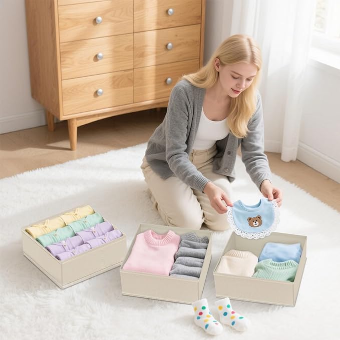 Drawer Organizer Clothes & Dresser Organizers - 12 Pack Foldable Drawer Dividers, Baby Clothes Organizer & Nursery Storage fo