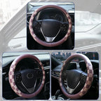 Women Checkered Steering Wheel Cover,Breathable Non-Slip PU Leather Universal 15 Inch Steering Wheel Protector,Fashion Checke