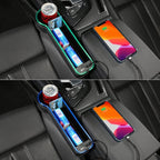 2 Pack Car Seat Gap Organizer,Multifunctional Seat Gap Storage Box with USB Fast Charger, Car Seat Pockets with Led Light, Car Seat Gap Filler with Cup Holder (Black)