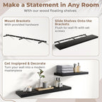55 Inch Floating Shelves for Wall Set of 2, 8"D Wood Grain Bathroom Shelves with Invisible Brackets, Easy Install Engineered 