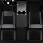 NBTEPEM 10 Pcs Car Floor Mats Full Set Car Accessories, Microfiber Leather Steering Wheel Covers 14.5-15 inch, Center Console Cover, Seat Belt Pads, Cup Coasters, Universal Interior Decor(Black)