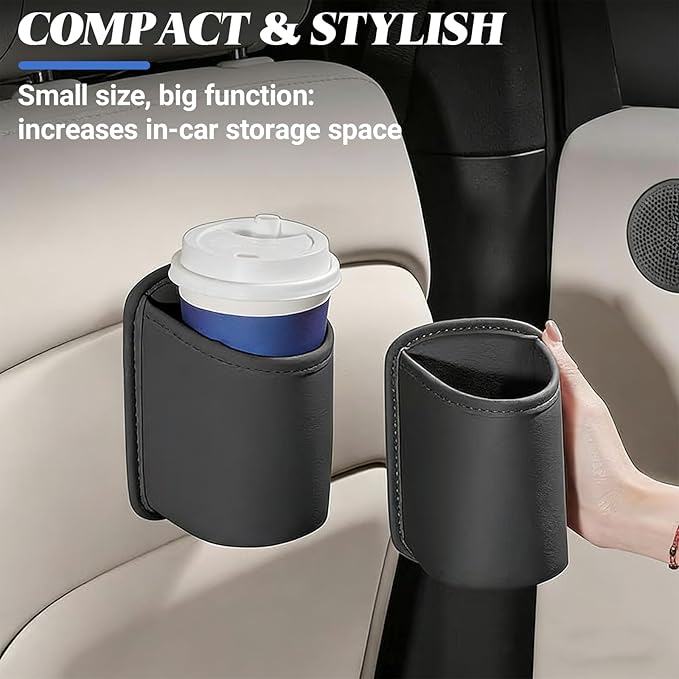 2PCS Large Car Door Cup Holder, Multifunctional Storage Bag Trash Can, Clip On Backseat Pocket Beverage Holder, Waterproof