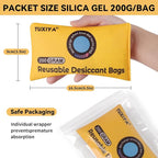 12 Pack(200g Each) Rechargeable Silica Gel Desiccant Packets,Color Indicating Desiccant Packs for Storage,Moisture Absorbers 