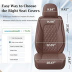 Coverado Full Set Car Seat Covers, Brown Leather Seat Protectors for Cars, Waterproof Luxury Front & Back Car Seat Covers, Un