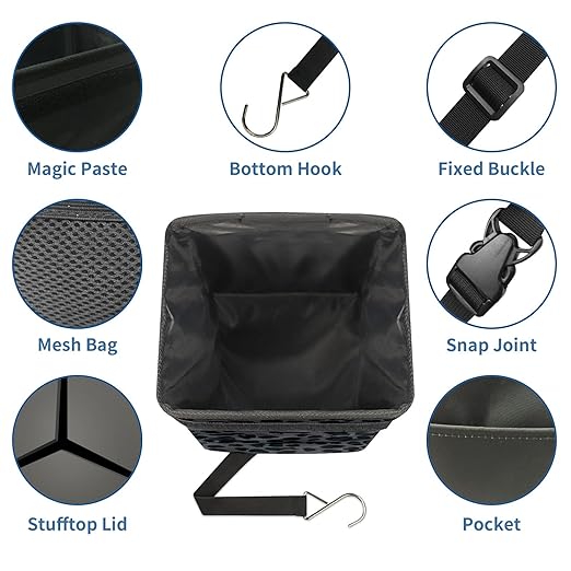 Car Trash Can – Multi-Purpose, Lightweight and Portable with Durable Water-Resistant Coating, No Installation Required, Practical and Ample Capacity, Variety of Colors.Black Leopard Print