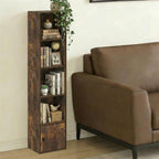 Furinno LUDER Book Shelf, 5-Tier Bookshelf with Open Shelf, Standing Bookcase with 1 Door Cabinet, 9.3 x 12 x 52, for Organiz