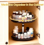 2 Tier Medicine Cabinet Organizer, Rotary Turntable Organizer for Medicine and Vitamin Bottles, Under Sink Organizer for Medi