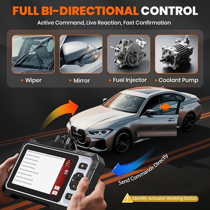 ANCEL FX6100 OBD2 Bidirectional Scan Tool, All Systems Car Diagnostic Scanner with Active Test for All Vehicles, 15+ Resets,