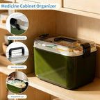 2 Tiers Medicine Organizer - Portable Medicine Storage Box with Handle, Large Capacity Plastic Medical Cabinet, Multipurpose 