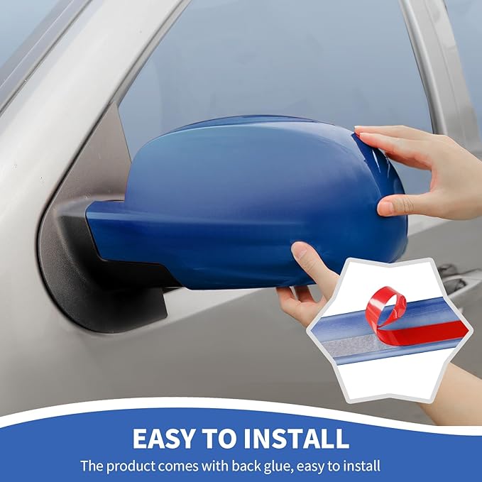 RAZPOY Rearview Mirror Cover Side Mirror Shell Trim Compatible with Chevy Silverado & Suburban & Tahoe & GMC-Yukon & GMC-Sierra & Cadillac Escalade 2007-2013, Blue