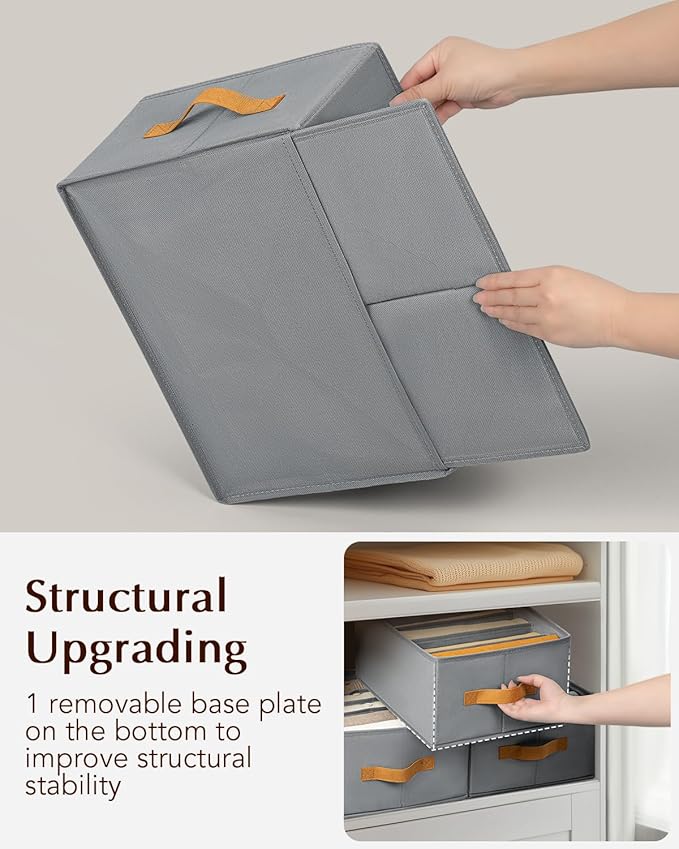 Homsorout Clothes Organizers and Storage - 4/5/7 Grids Fabric Jeans Organizer with Handles, Foldable Closet Organizers Divide