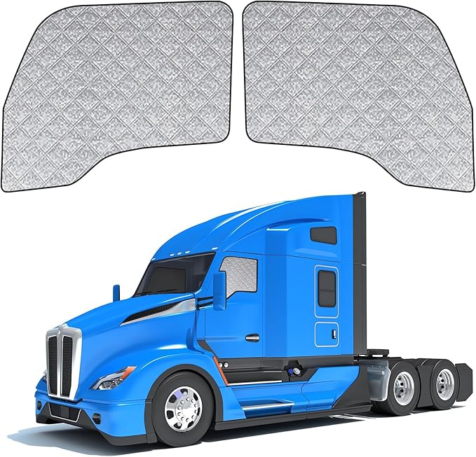 Side Window Sun Shade for Kenworth T680 T880 W990 T680E 2011-2026,Custom Fit 210T Reflective Sunshade for Semi Truck, 6-Layer Heat Insulation Privacy Protector, Block 99% UV Rays, 2PCS