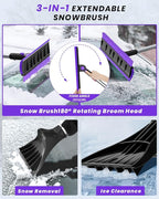 helloleiboo 2025 Extra Long 55.7" Ice Scrapers for Car Windshield Multi-Functional Detachable Car Ice Scraper with Foam Grip and 270° Pivoting Brush Head Snow Brush for SUV Truck Auto(Purple)