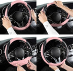 Car Steering Wheel Cover, Microfiber Leather Steering Wheel Cover Universal Fit 14.5-15 inch Anti-Slip Comfortable Breathable
