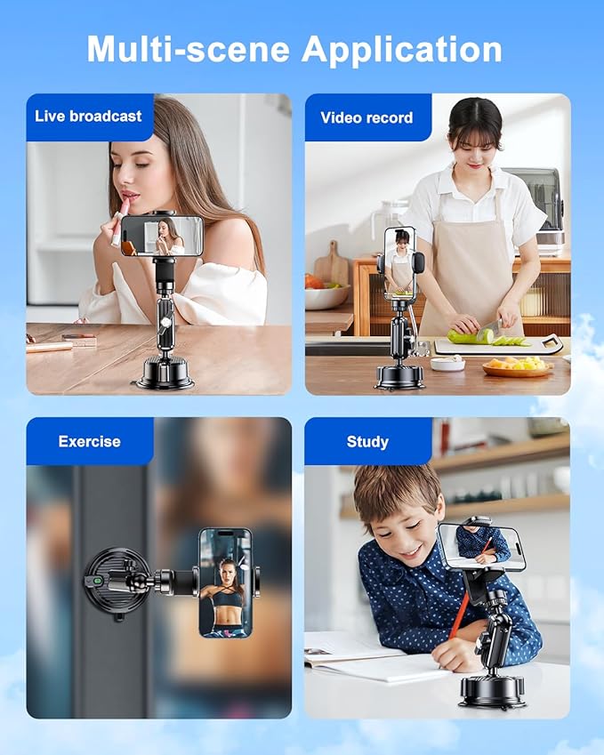 Suction Cup Mount for GoPro Camera Phone Holder, Rotatable Anti-Shake Suction Cup Camera Mount for Car, Windshield Suction Cup Mount for GoPro Hero 12/11/10/9 Insta360 X3 DJI Action