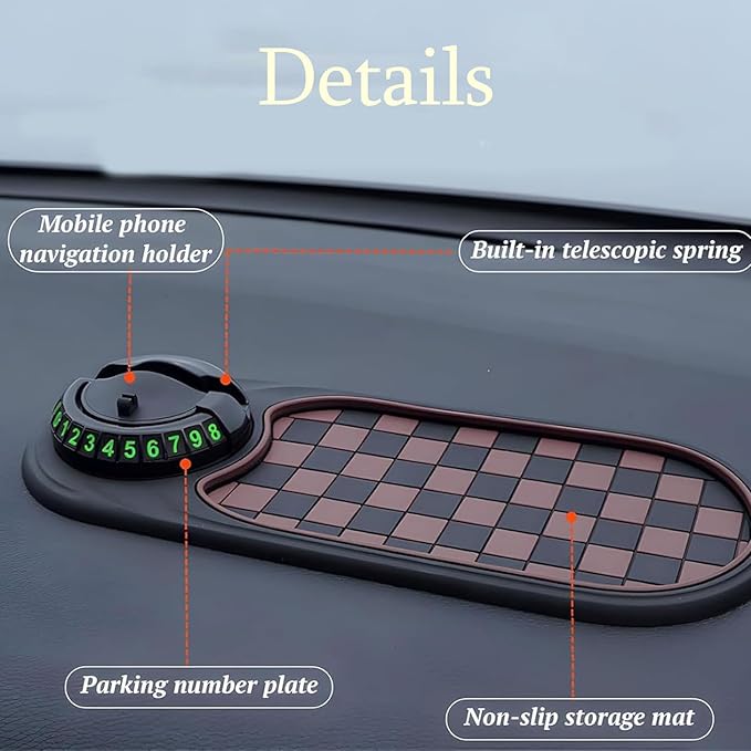 3-in-1 Anti-Slip Mat Solves Every Driver's Biggest Frustration, Multi-Functional Support Anti-Slip Pad, Mobile Phone Bracket 