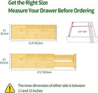 VaeFae 3 Pack Bamboo Drawer Dividers, 4" High Adjustable 11.9-17.1" Clothes Drawer Organizers, Expandable Separators for Bedr