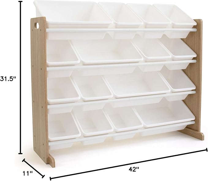 Humble Crew Toy Storage Organizer with 16 Removable Storage Bins for Kids Playroom, 4-Tier Toddler Toy Organization and Stora