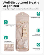 BAGSMART Travel Jewelry Organizer Case K Initial Foldable Jewelry Roll for Journey Rings, Necklaces, Earrings, Bracelets,Mini