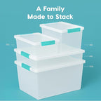 IRIS USA 6 Qt. Craft Storage Bins with Lids, 3-Pack, |Made in USA|, Clip Box, Small Plastic Sensory Bin Tote Organizer Contai