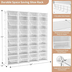 ROJASOP Shoe Storage Cabinet, 12-Tier Shoe Organizer 96 Pairs Extra Large Plastic Shoe Rack with Covers Portable Shoe Rack Or