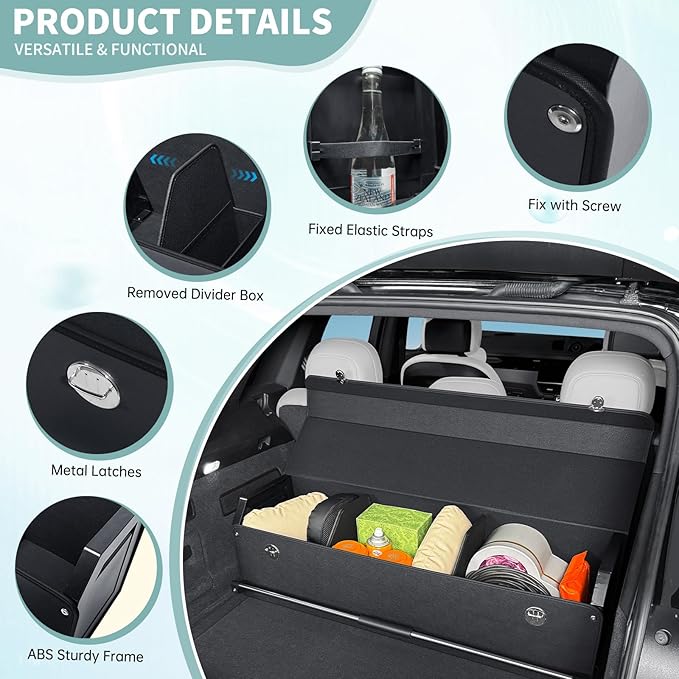 Car Trunk Organizer, Leather Trunk Organizer for Suv with Lid and Push-pull Handle Car Trunk Leather Storage Box Extra Large Ca