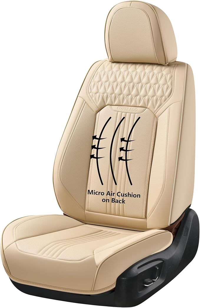Coverado Seat Covers, Car Seat Covers Front Seats, Beige Seat Cover, Waterproof Car Seat Cushion, Front Car Seat Covers Leath