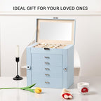 Frebeauty Large Jewelry Box,6-Tier PU Leather Jewelry Organizer,Multi-functional Storage Case with Mirror,Accessories Holder 